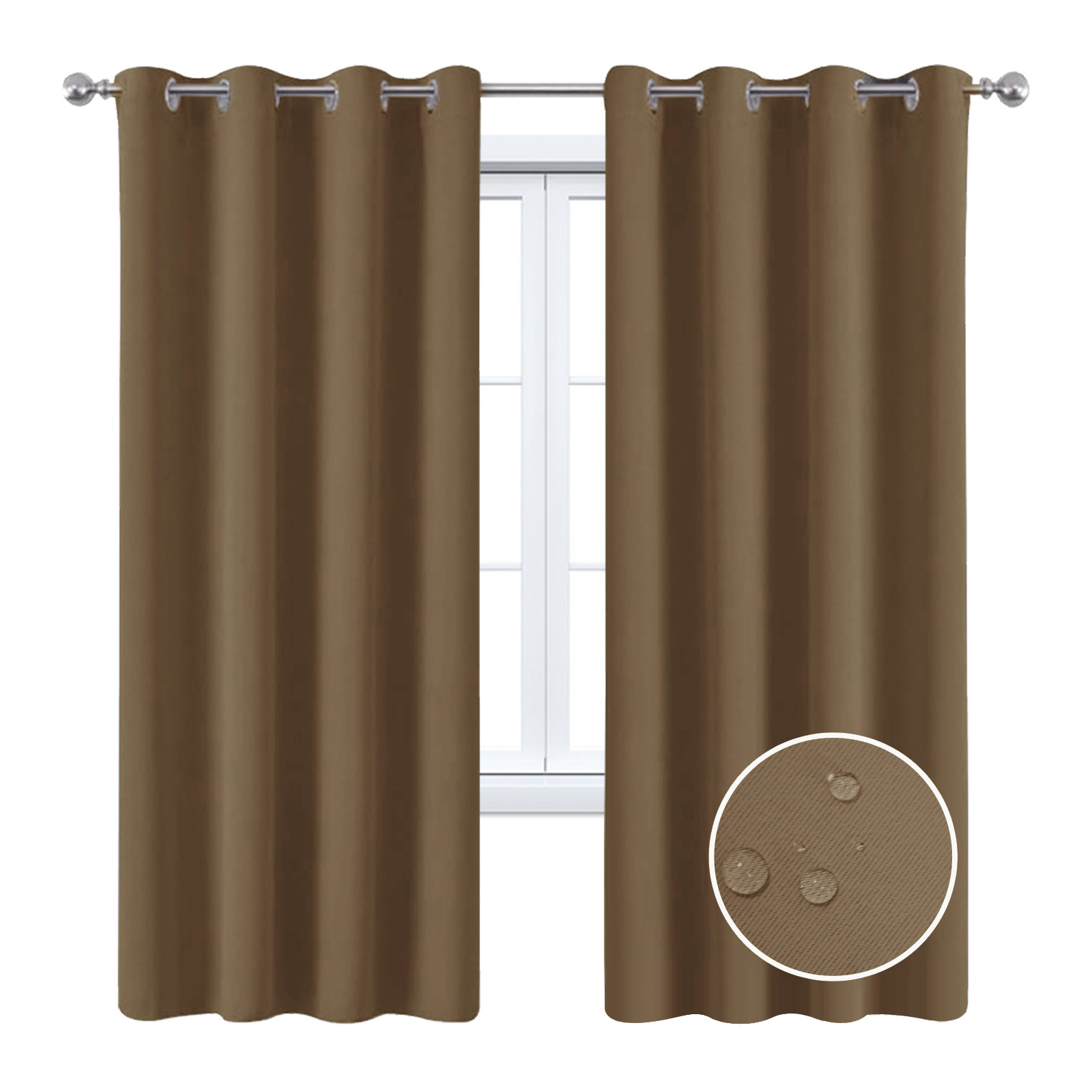 Beans Lands Waterproof Outdoor Curtains For Patio Light Coffee Grommet Top Customizable Size 1 Panel