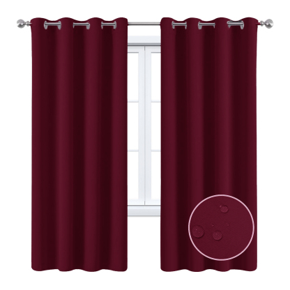 Beans Lands Waterproof Outdoor Curtains For Patio Wine Red Grommet Top Customizable Size 1 Panel