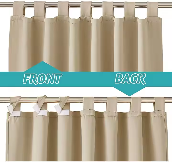 Beans Lands Waterproof Outdoor Curtains For Patio Dark Beige Velcro Tab Top Customizable Size 1 Panel
