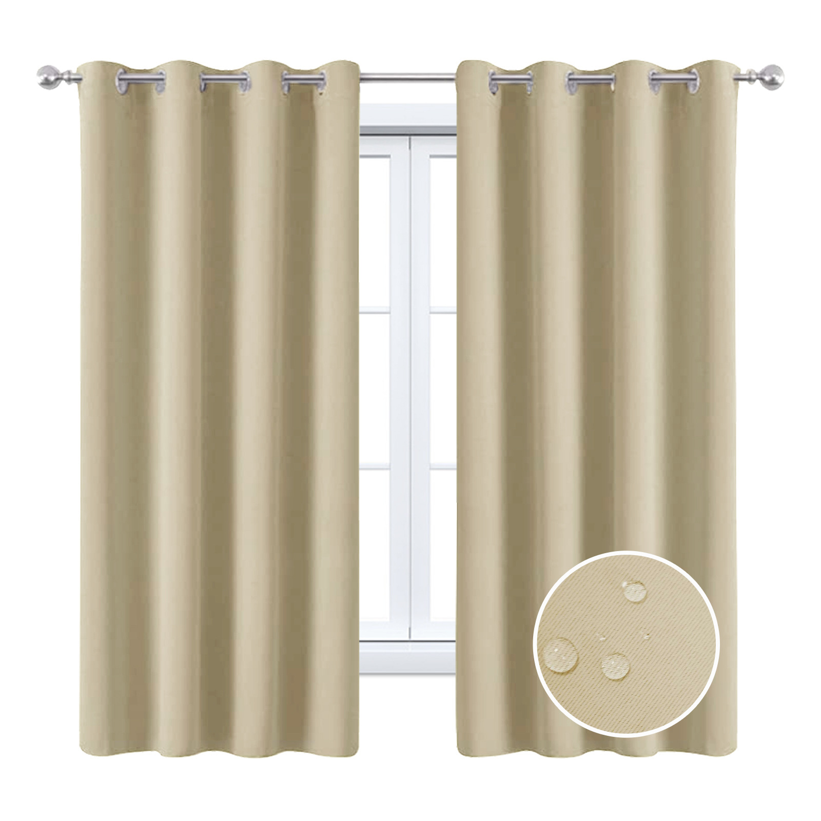Beans Lands Waterproof Outdoor Curtains For Patio Dark Beige Grommet Top Customizable Size 1 Panel