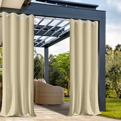 Beans Lands Waterproof Outdoor Curtains For Patio Dark Beige Grommet Top Customizable Size 1 Panel