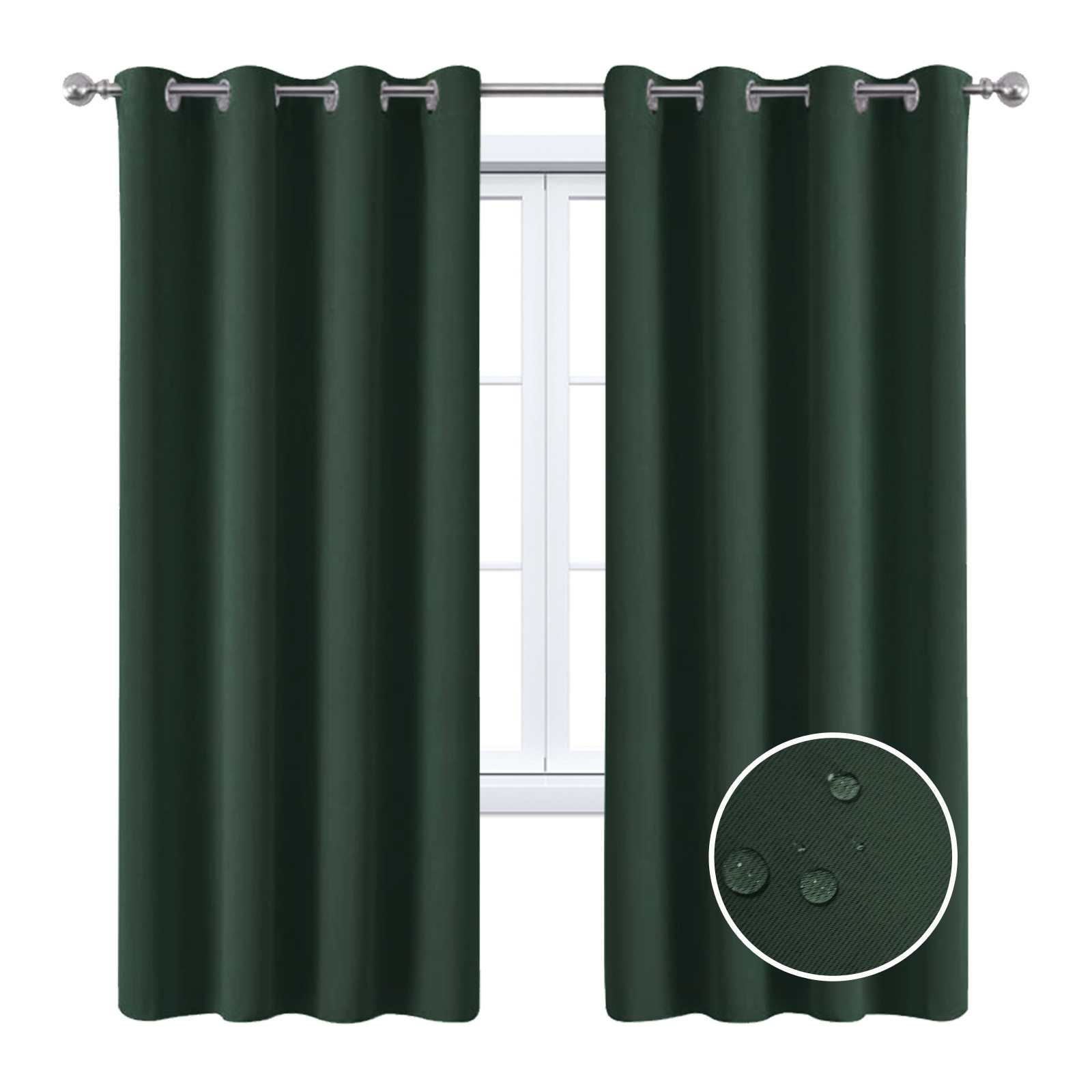 Beans Lands Waterproof Outdoor Curtains For Patio Dark Green Grommet Top Customizable Size 1 Panel