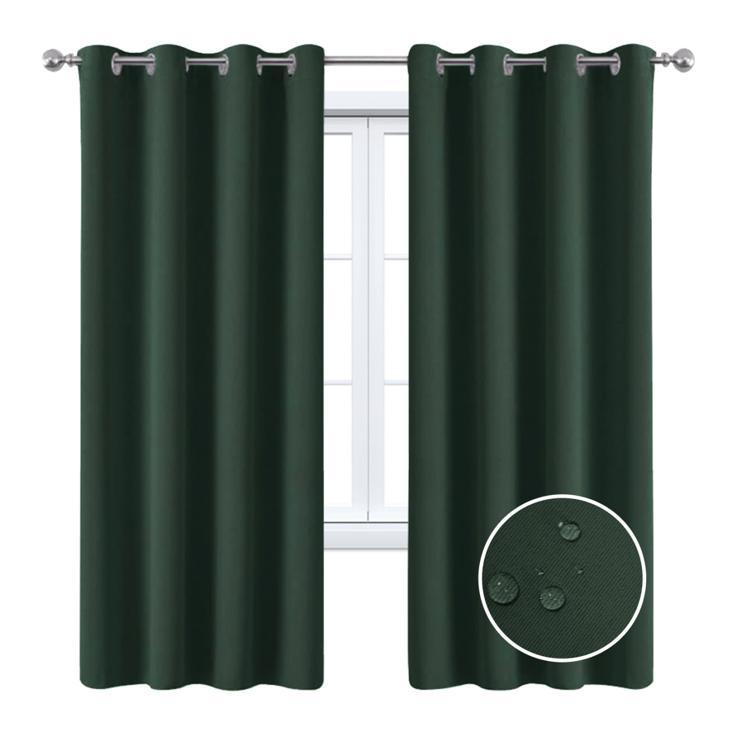 Beans Lands Waterproof Outdoor Curtains For Patio Dark Green Grommet Top Customizable Size 1 Panel