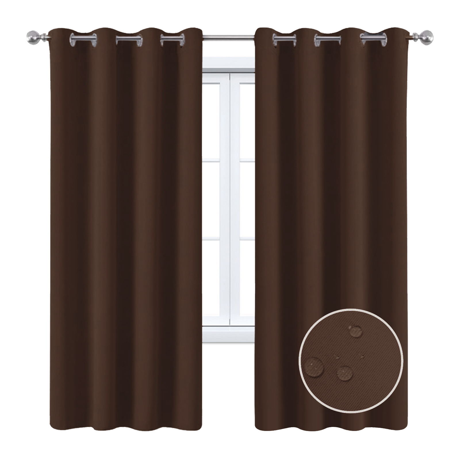 Beans Lands Waterproof Outdoor Curtains For Patio Dark Coffee Grommet Top Customizable Size 1 Panel