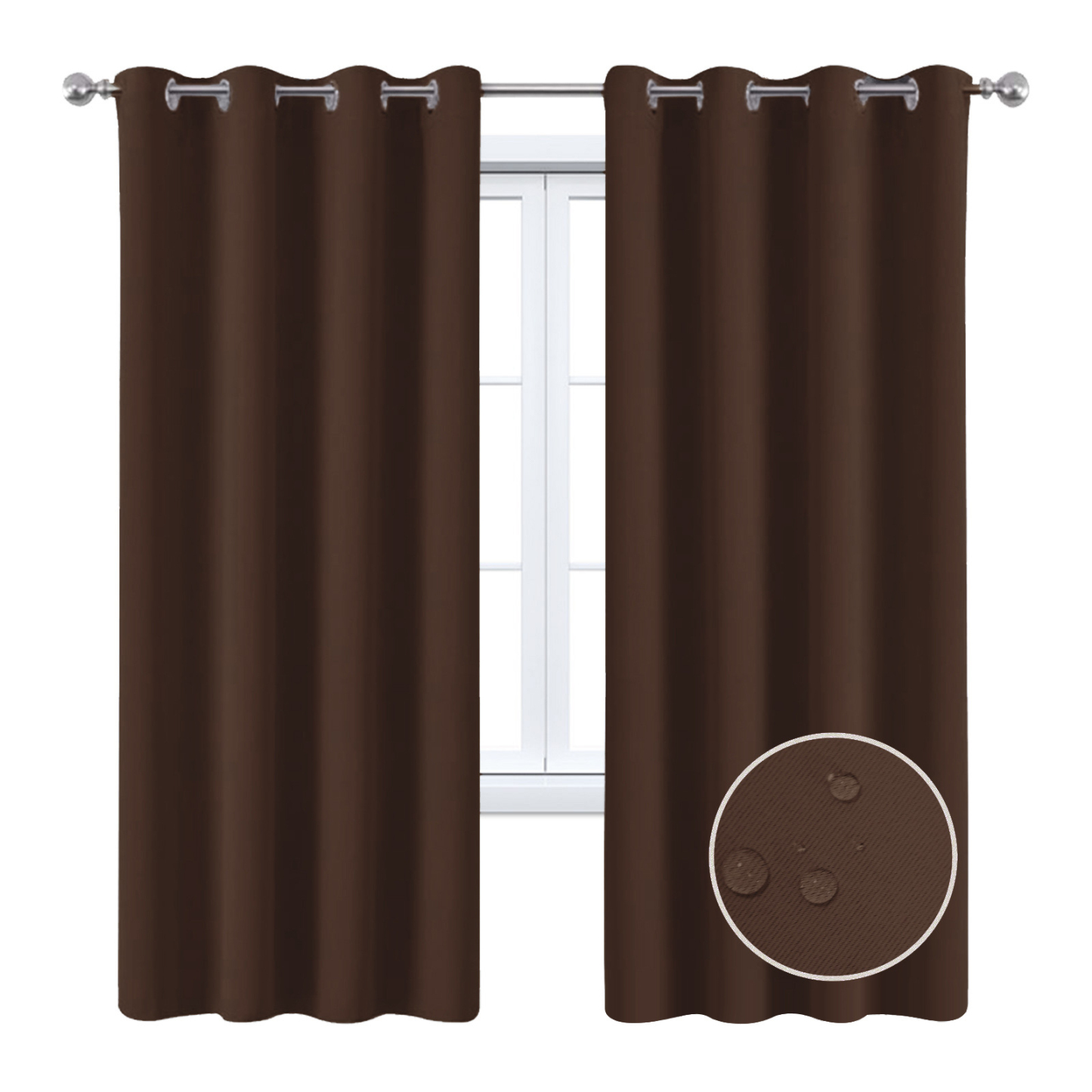 Beans Lands Waterproof Outdoor Curtains For Patio Dark Coffee Grommet Top Customizable Size 1 Panel