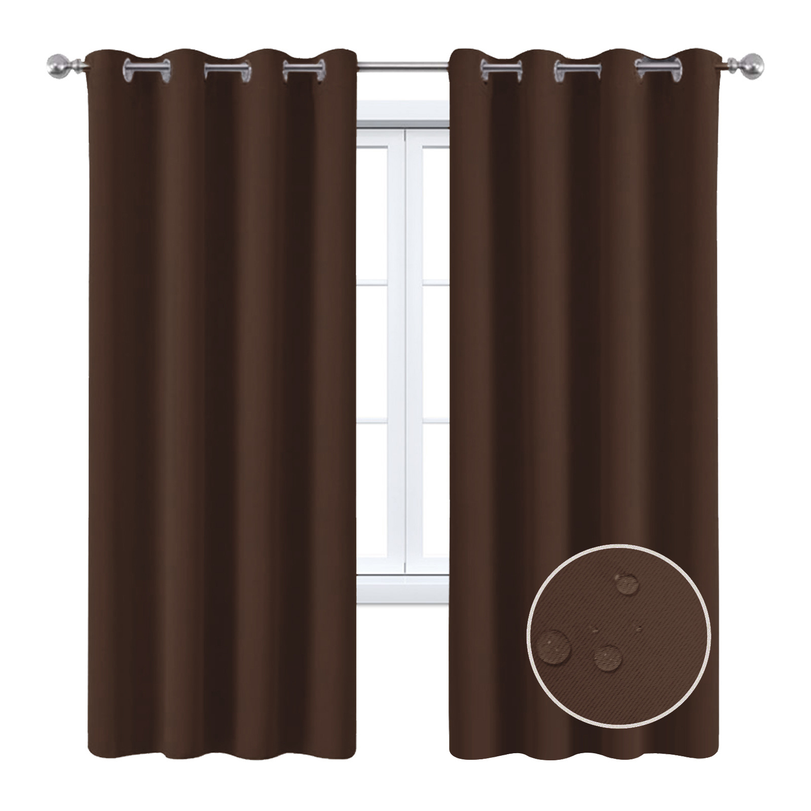 Beans Lands Waterproof Outdoor Curtains For Patio Dark Coffee Grommet Top Customizable Size 1 Panel