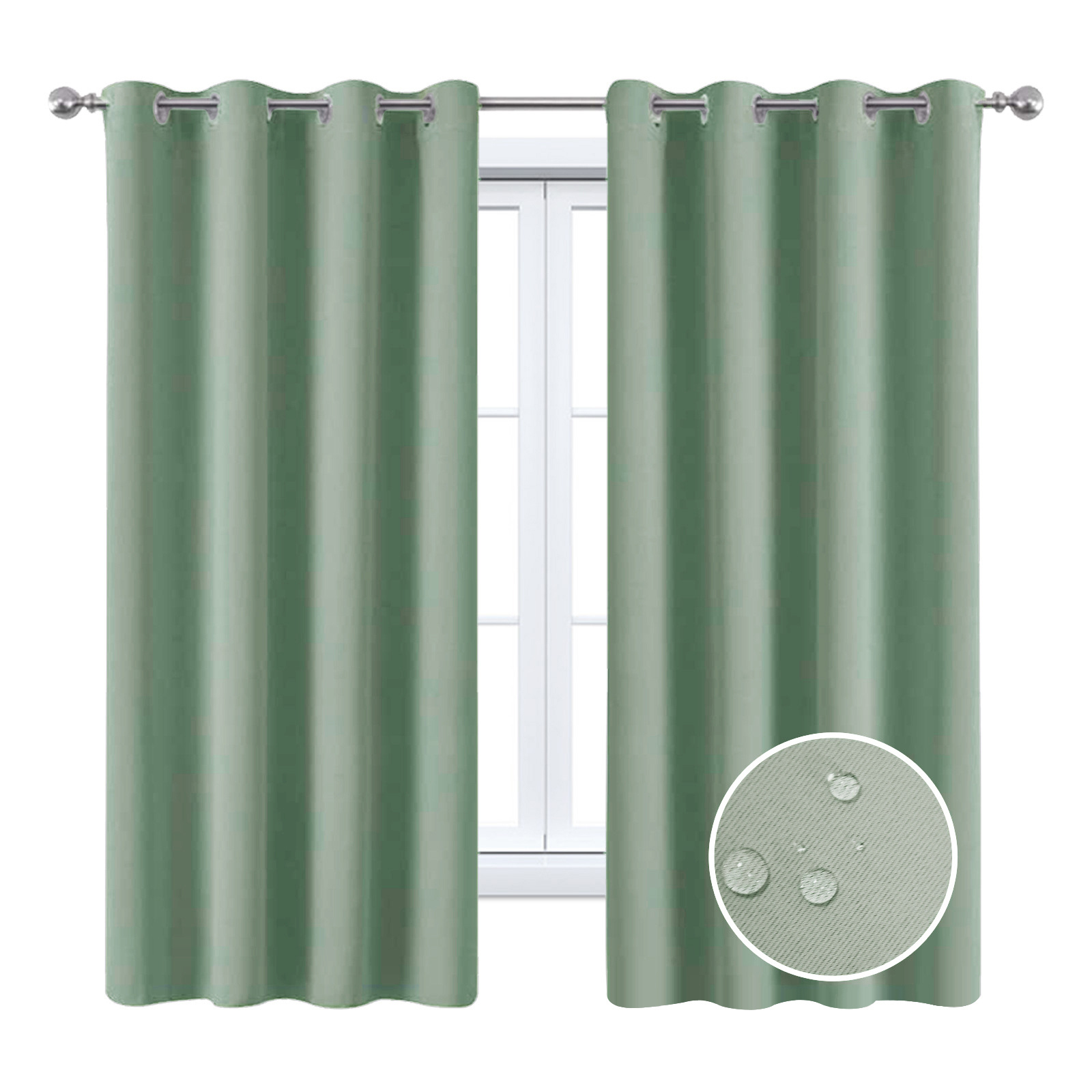 Beans Lands Waterproof Outdoor Curtains For Patio Green Grommet Top Customizable Size 1 Panel