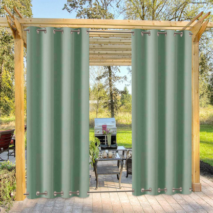 Beans Lands Waterproof Outdoor Curtains For Patio Green Grommet Top & Bottom Customizable Size 1 Panel