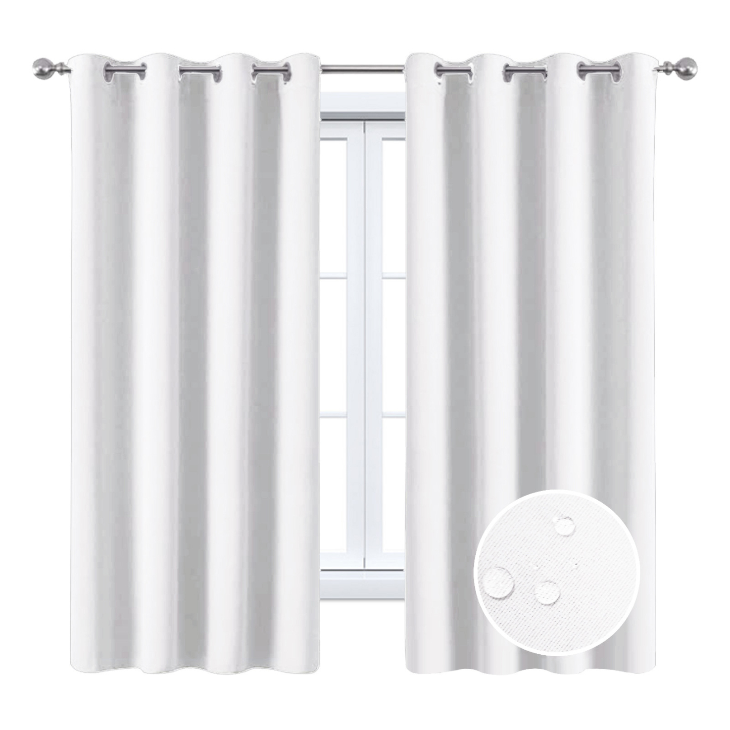 Beans Lands Waterproof Outdoor Curtains For Patio White Grommet Top Customizable Size 1 Panel