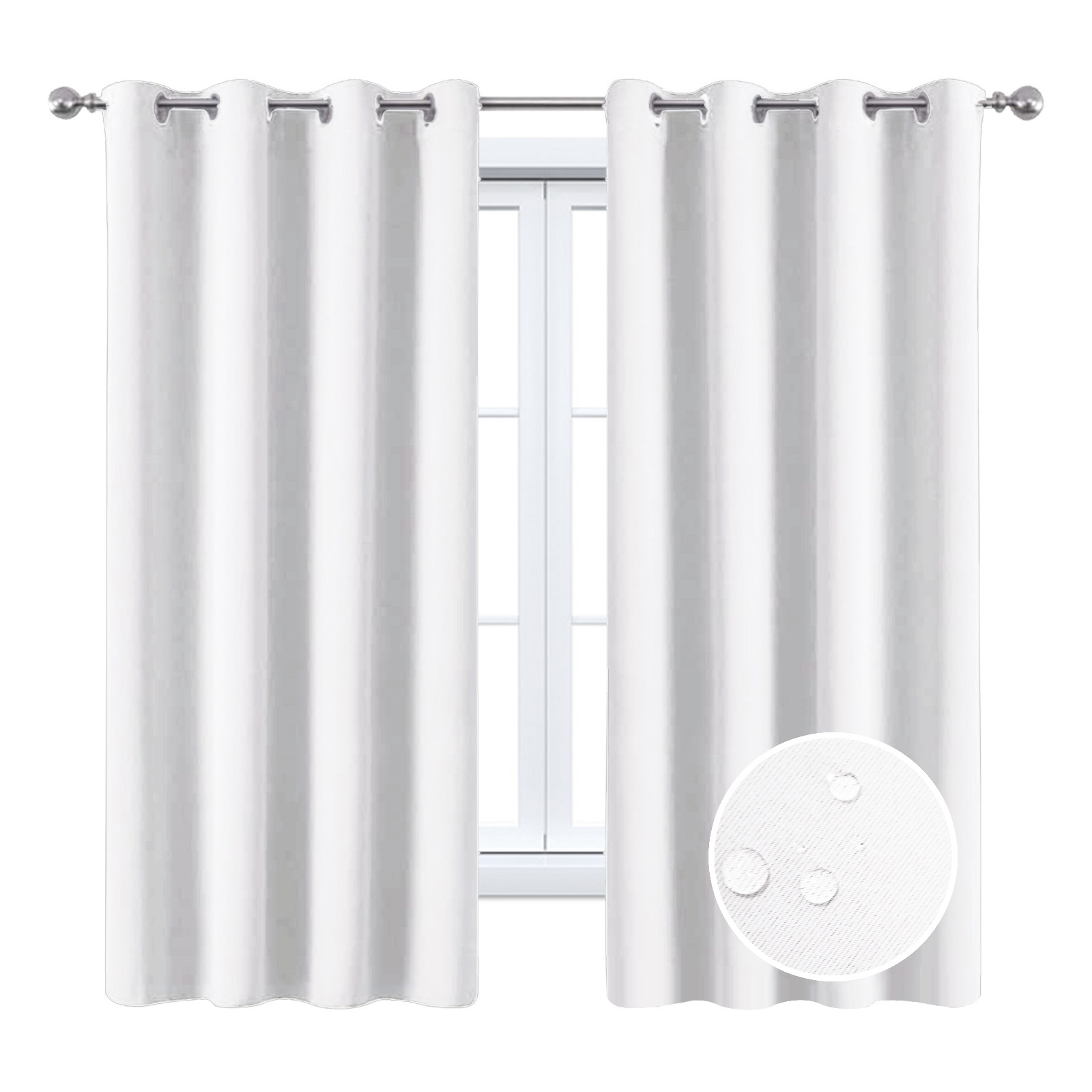 Beans Lands Waterproof Outdoor Curtains For Patio White Grommet Top Customizable Size 1 Panel