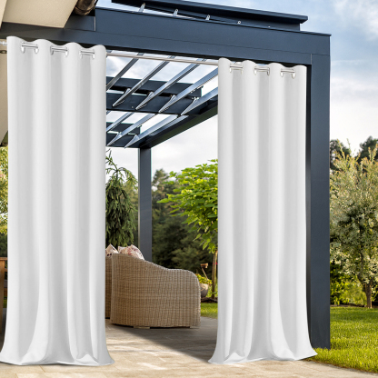 Beans Lands Waterproof Outdoor Curtains For Patio White Grommet Top Customizable Size 1 Panel