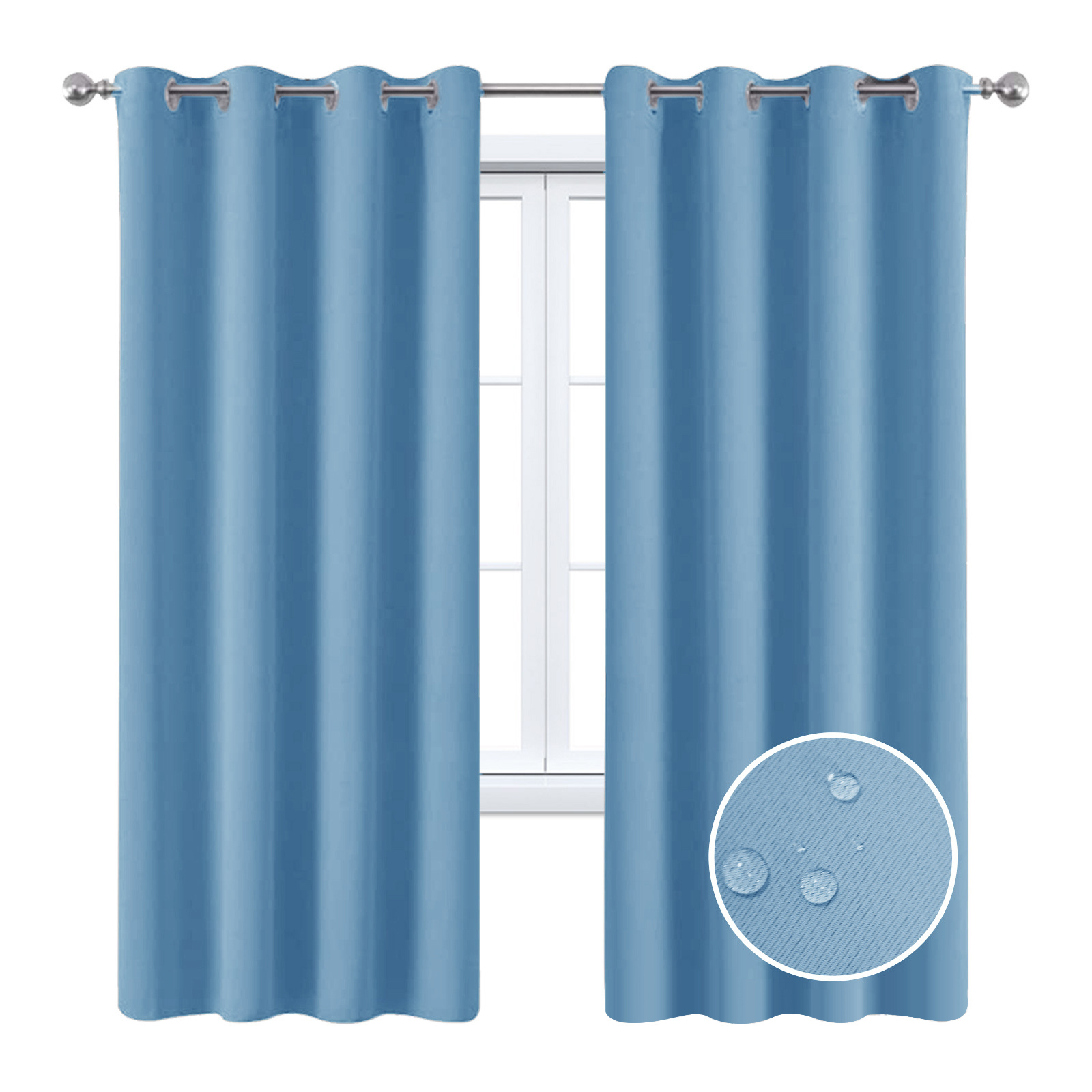 Beans Lands Waterproof Outdoor Curtains For Patio Blue Grommet Top Customizable Size 1 Panel