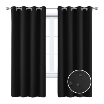 Beans Lands Waterproof Outdoor Curtains For Patio Black Grommet Top Customizable Size 1 Panel