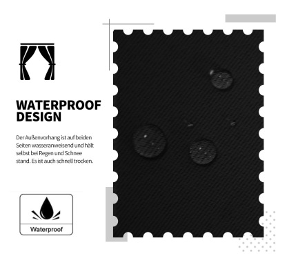 Beans Lands Waterproof Outdoor Curtains For Patio Black Velcro Tab Top Customizable Size 1 Panel