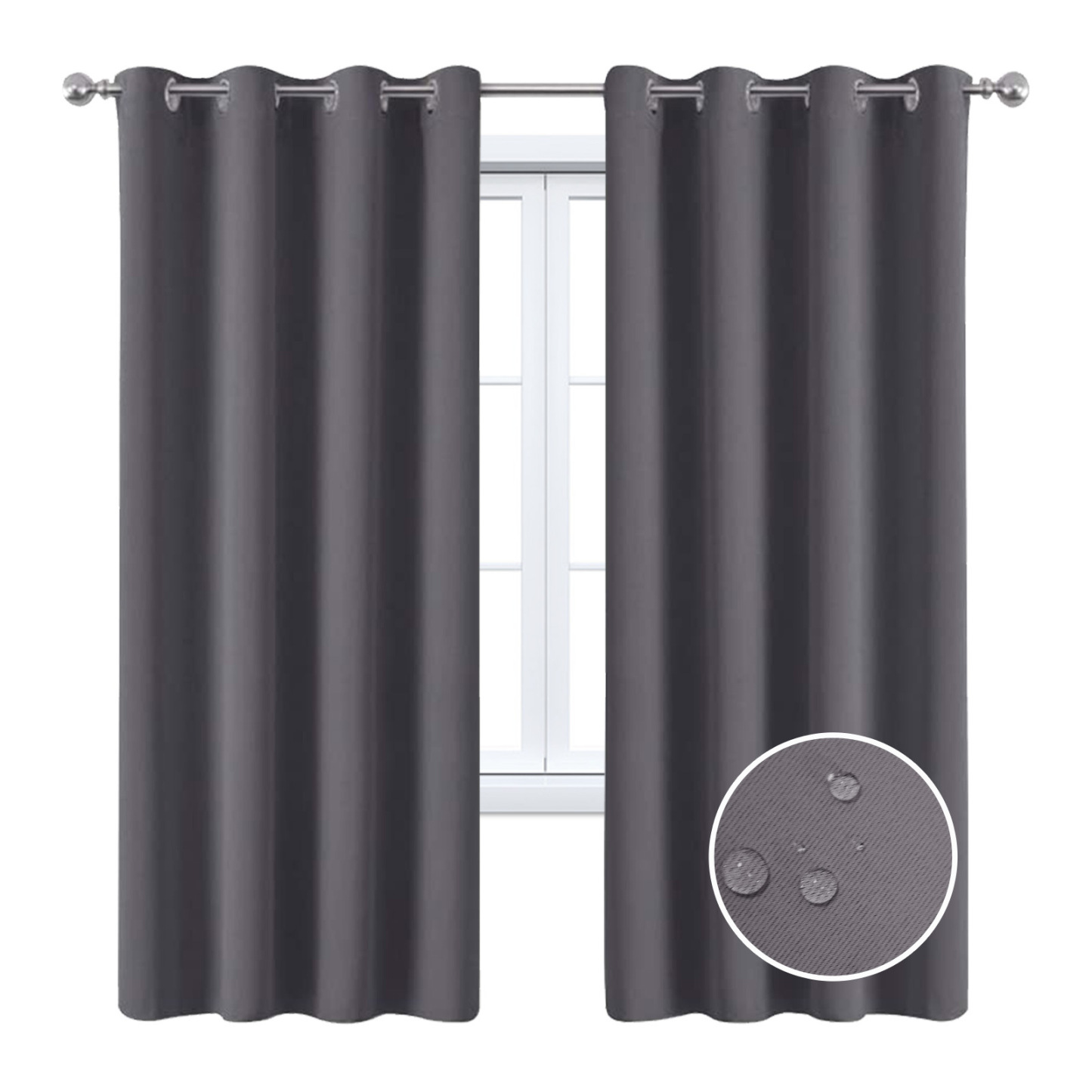 Beans Lands Waterproof Outdoor Curtains For Patio Grey Grommet Top Customizable Size 1 Panel