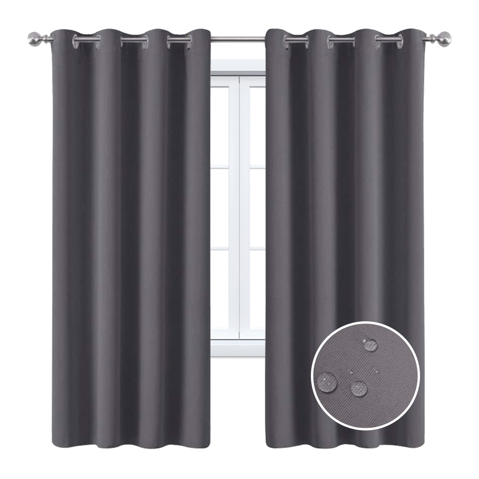 Beans Lands Waterproof Outdoor Curtains For Patio Grey Grommet Top Customizable Size 1 Panel