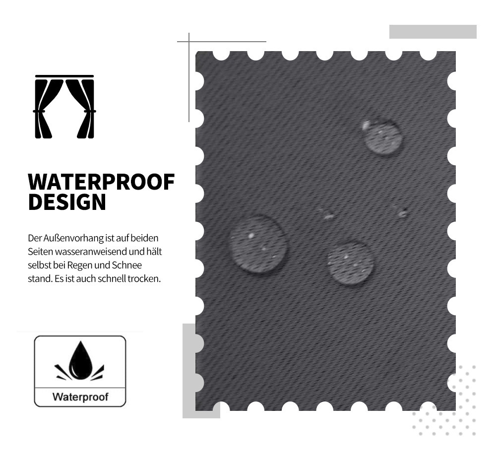 Beans Lands Waterproof Outdoor Curtains For Patio Grey Grommet Top & Bottom Customizable Size 1 Panel