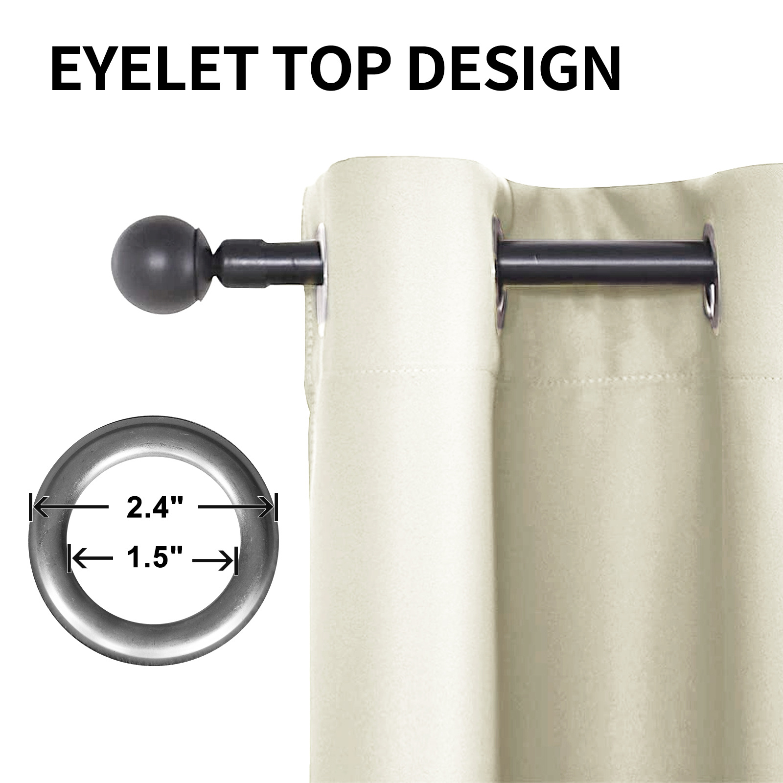 Beans Lands Waterproof Outdoor Curtains For Patio Beige Grommet Top Customizable Size 1 Panel