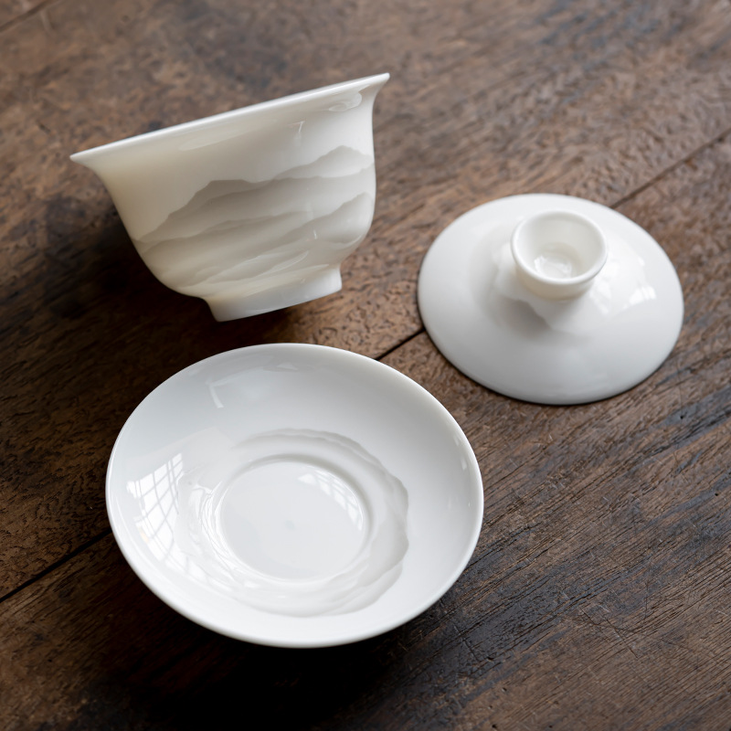 White jade porcelain covered bowl