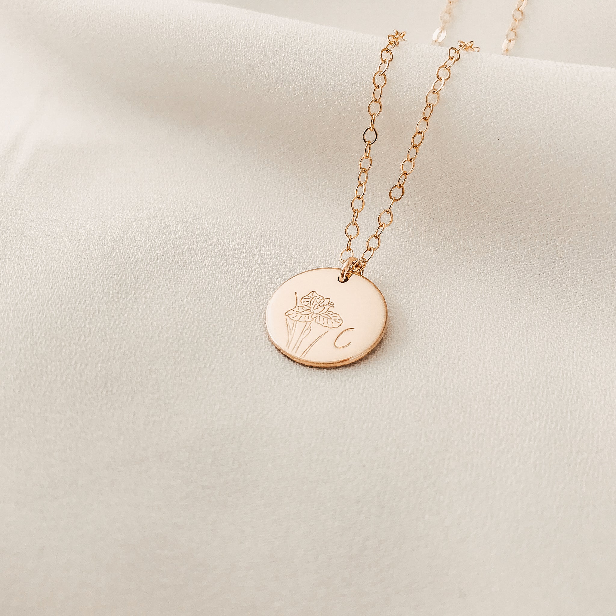 Iris • Wisdom • February Birth Flower • Choose Pendant Size