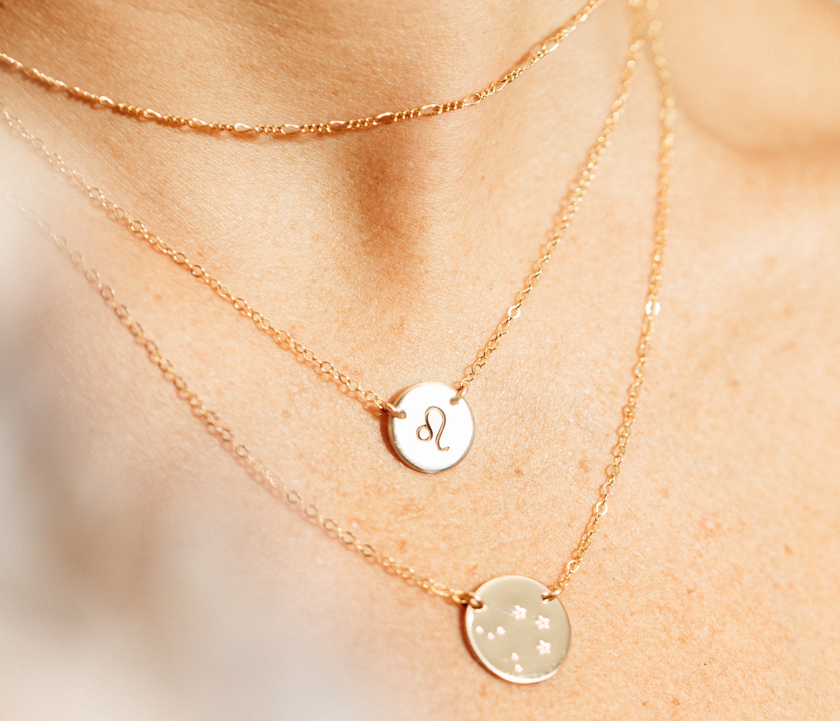 Star Sign Necklace • Medium Double Hole Pendant Necklace