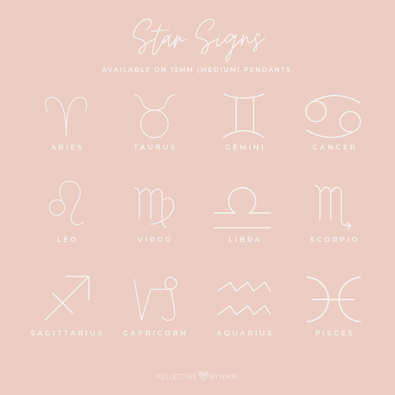 Star Sign Necklace • Medium Double Hole Pendant Necklace