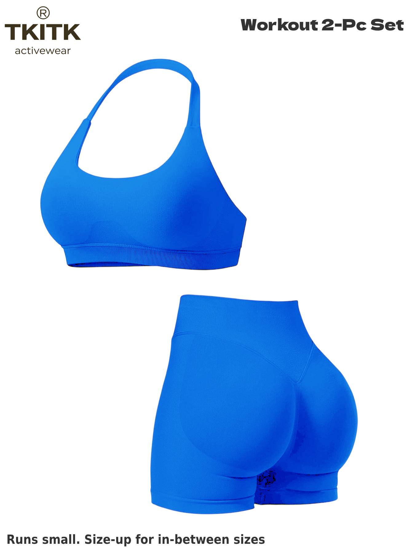 TKITK Women Yoga 2 Piece Set Butt Lifting High Waist Yoga Shorts Sports Bra Workout Fitness Activewear Set