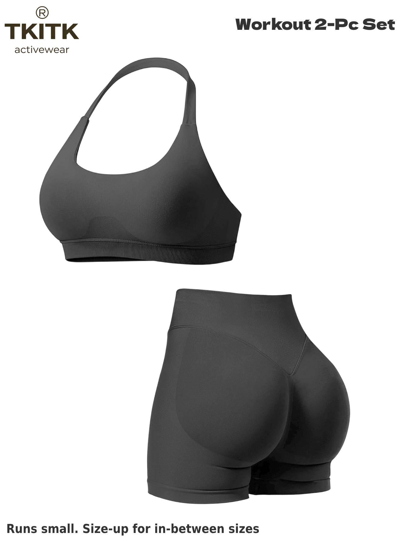 TKITK Women Yoga 2 Piece Set Butt Lifting High Waist Yoga Shorts Sports Bra Workout Fitness Activewear Set