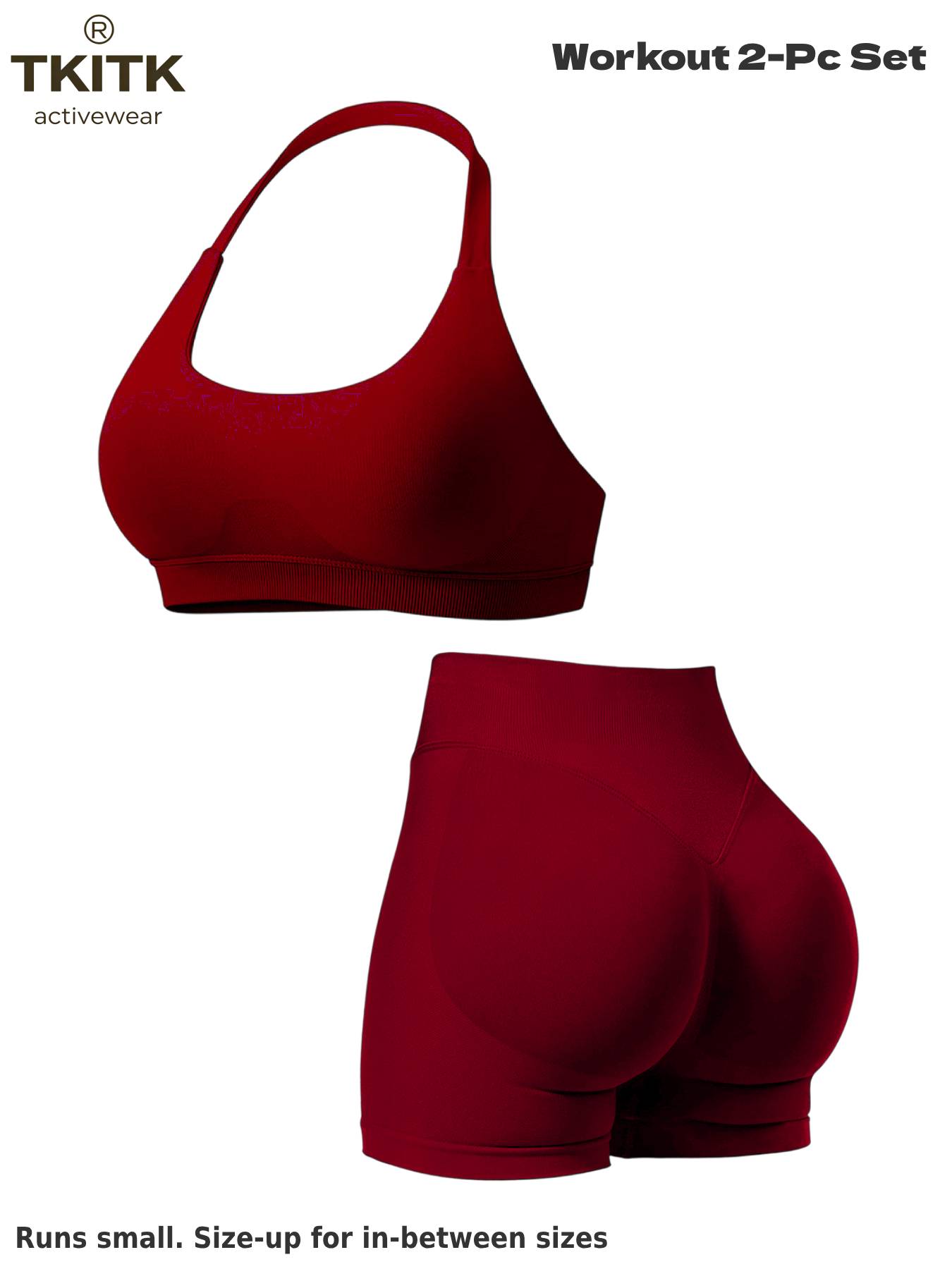 TKITK Women Yoga 2 Piece Set Butt Lifting High Waist Yoga Shorts Sports Bra Workout Fitness Activewear Set