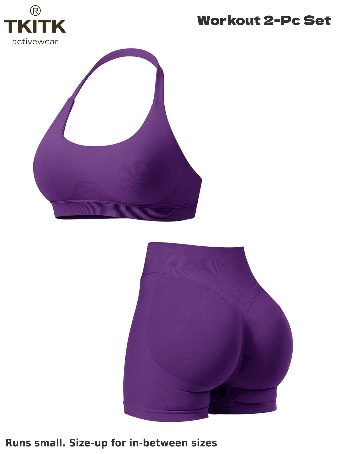 TKITK Women Yoga 2 Piece Set Butt Lifting High Waist Yoga Shorts Sports Bra Workout Fitness Activewear Set