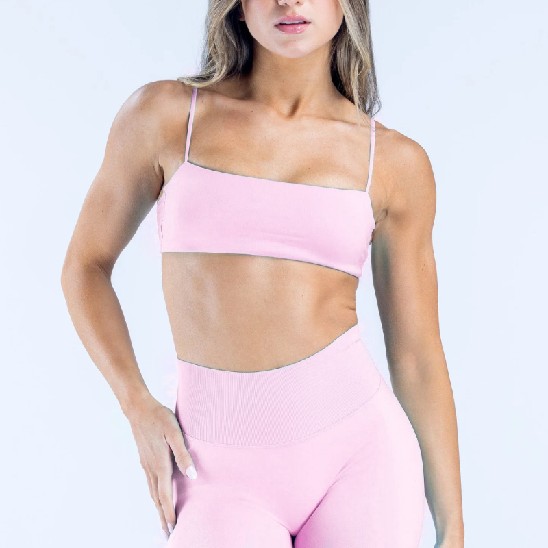 TKITK Women Yoga Sports Bra U Shape Simple Strap Tube Top Fitness Athletic Activewear
