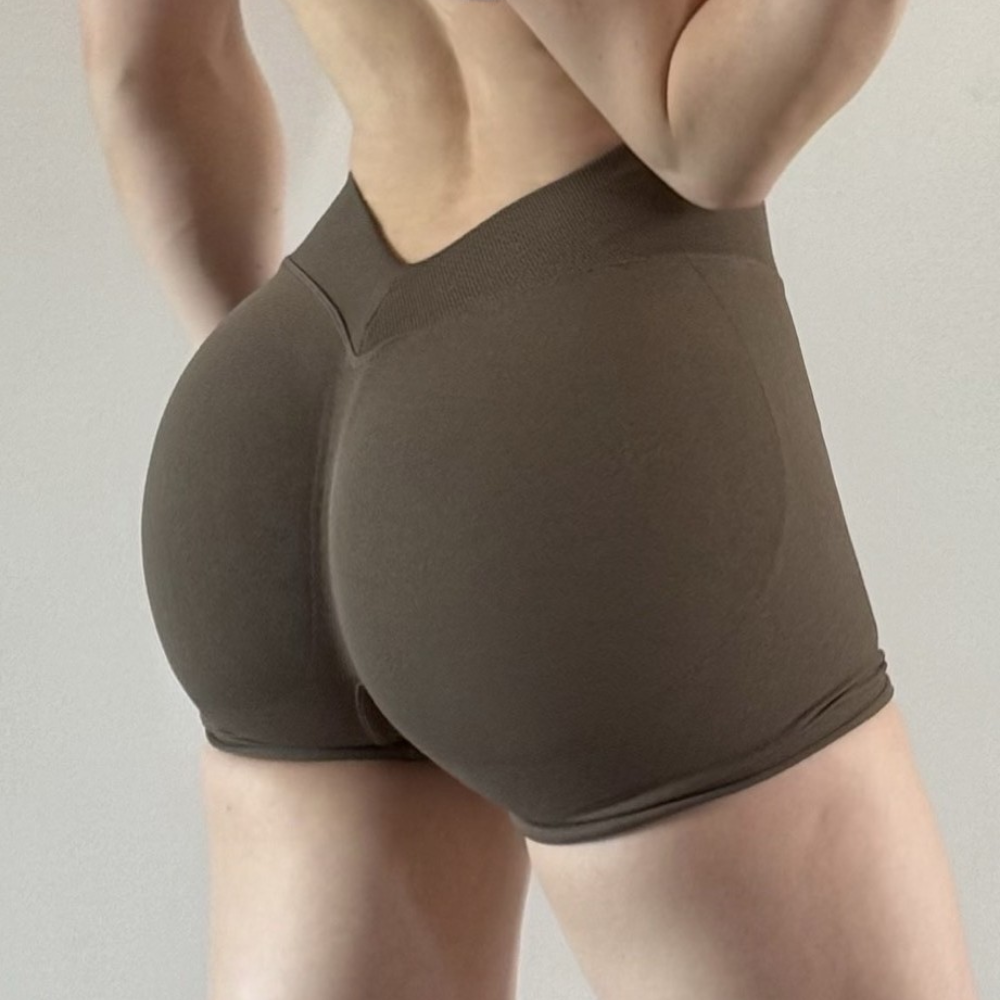 TKITK V Waist Seamless Workout Shorts, Super Butt Lifting High Elastic Tight 3 Inch Yoga Shorts