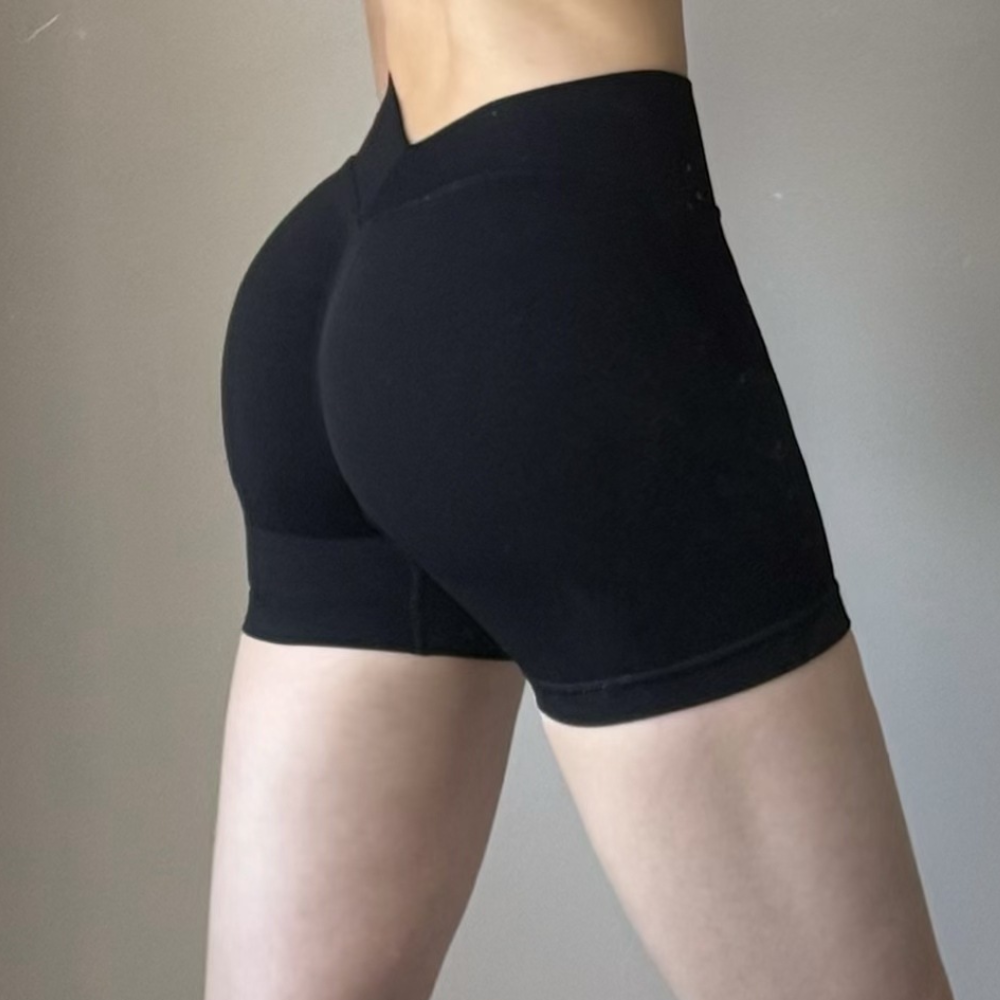 TKITK V Waist Seamless Workout Shorts, Super Butt Lifting High Elastic Tight 3 Inch Yoga Shorts