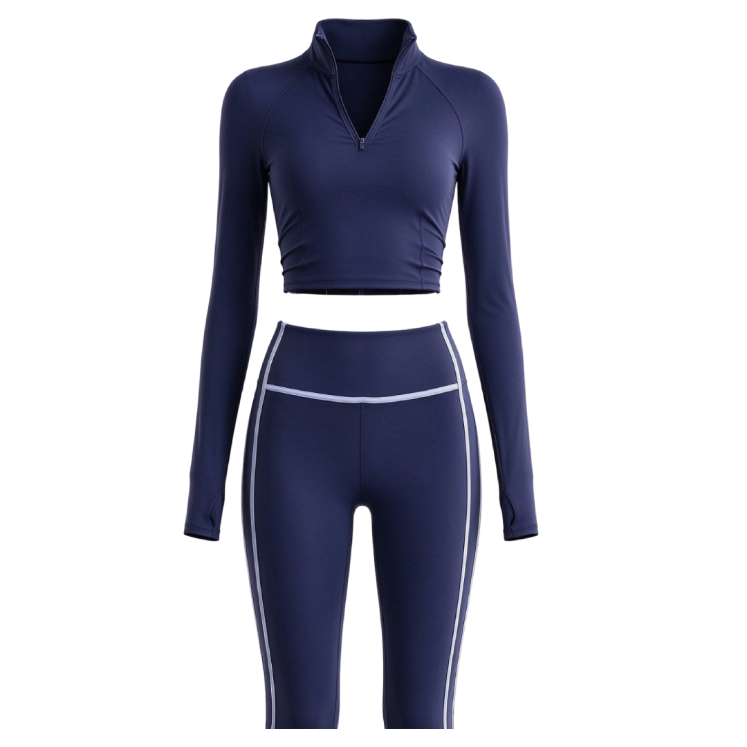TKITK 2026 Fall 2‑Piece Activewear Set Long‑Sleeve Top High‑Waist Leggings for Yoga Fitness Cycling