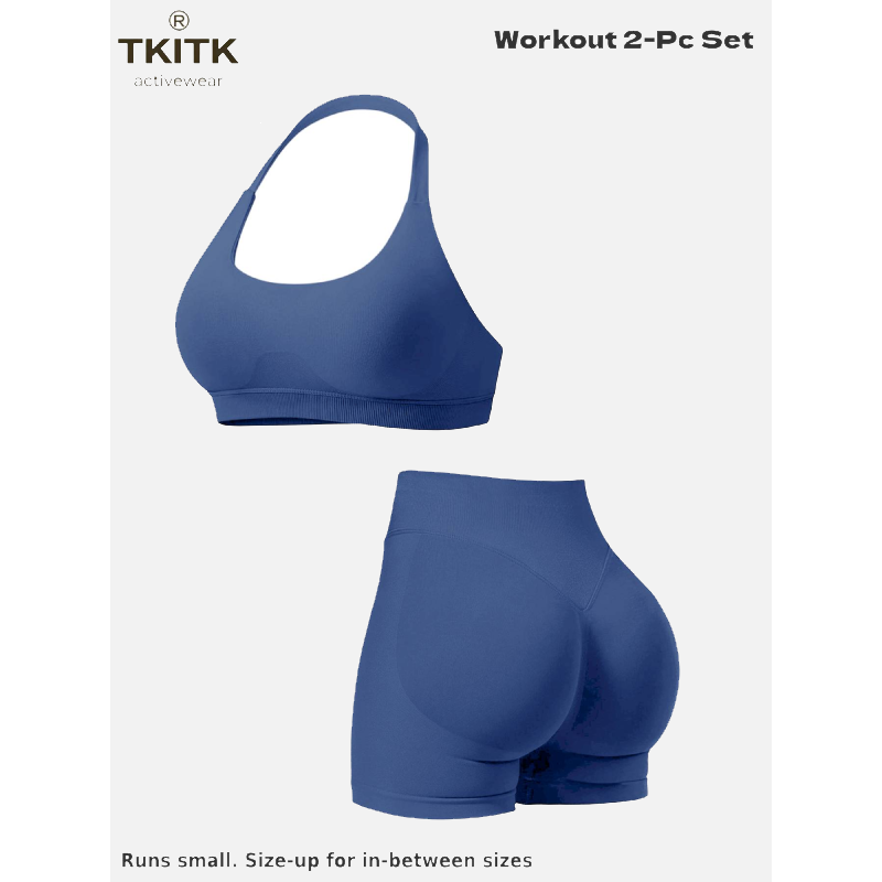 TKITK Women Yoga 2 Piece Set Butt Lifting High Waist Yoga Shorts Sports Bra Workout Fitness Activewear Set