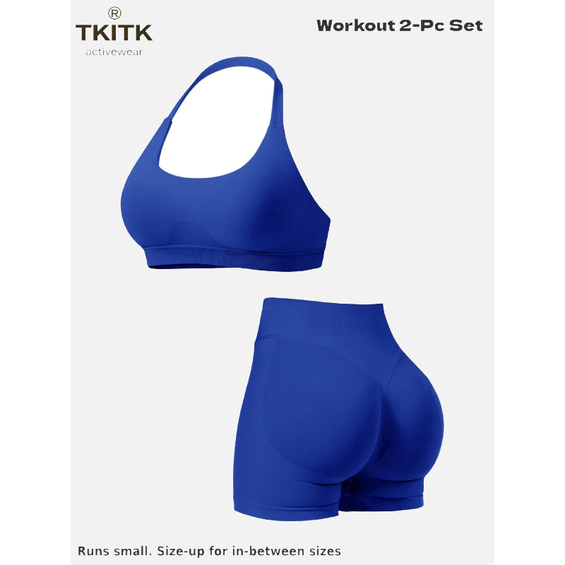TKITK Women Yoga 2 Piece Set Butt Lifting High Waist Yoga Shorts Sports Bra Workout Fitness Activewear Set