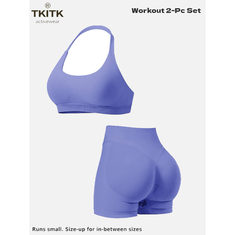 TKITK Women Yoga 2 Piece Set Butt Lifting High Waist Yoga Shorts Sports Bra Workout Fitness Activewear Set