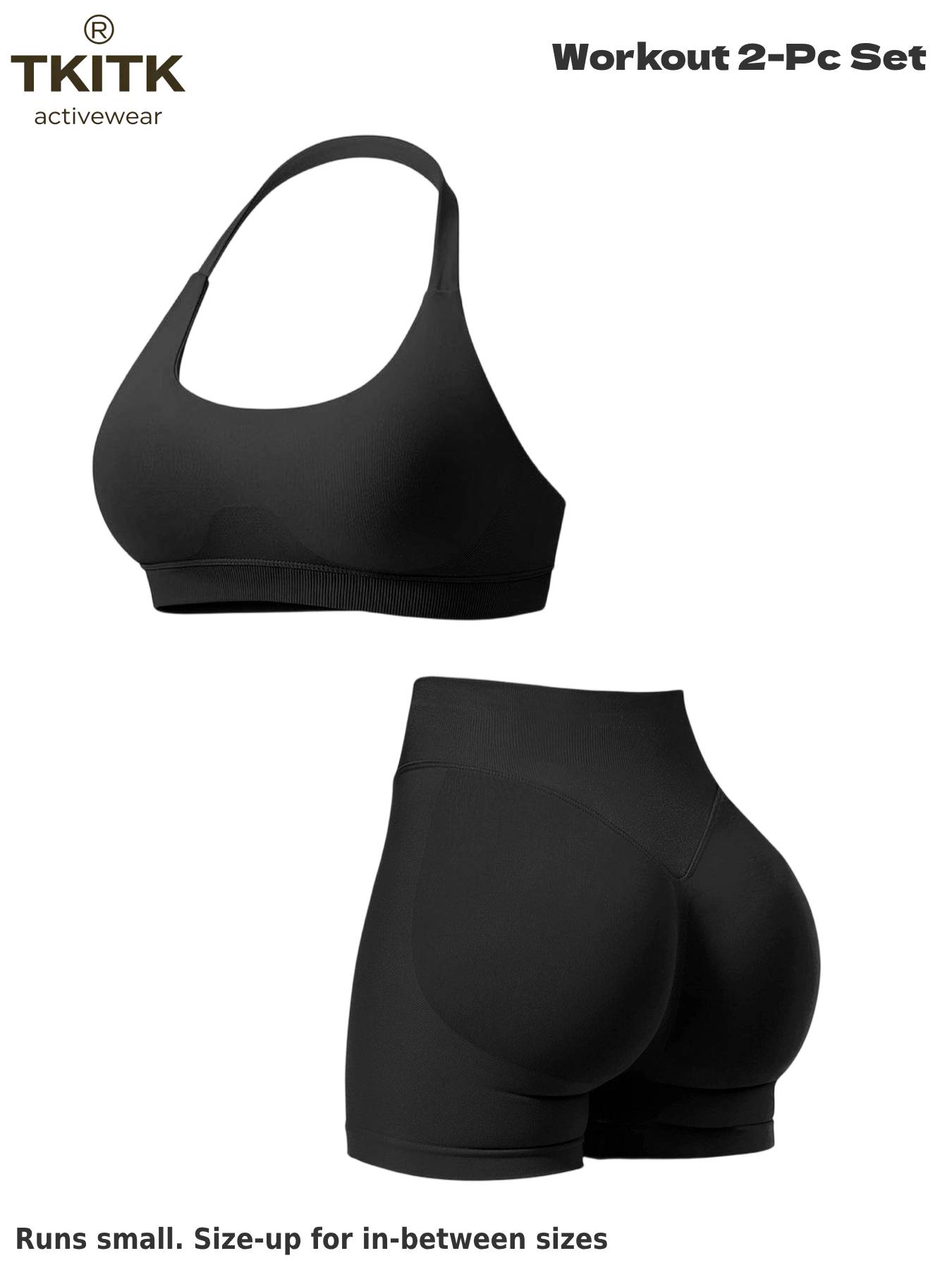 TKITK Women Yoga 2 Piece Set Butt Lifting High Waist Yoga Shorts Sports Bra Workout Fitness Activewear Set