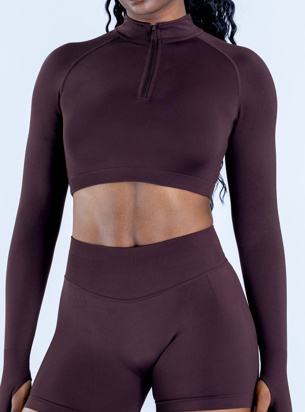 TKITK Cropped Zip Up Yoga Sports Jacket Half Zip Thumb Hole Long Sleeve Slim Fit Fitness Workout Jacket
