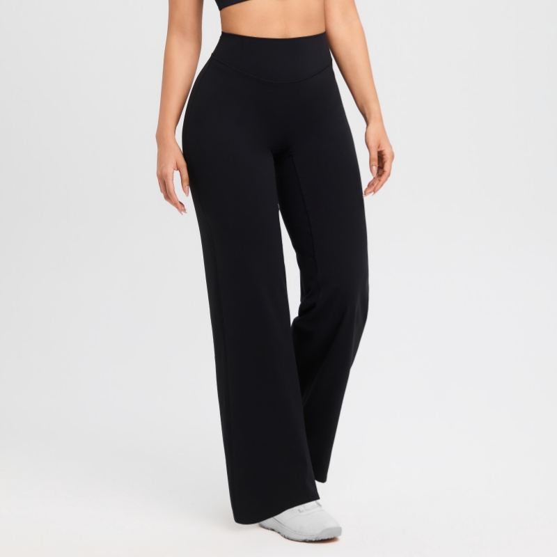 TKITK SoftMotion Straight Leg Bottoms Women's Mid-Waist Yoga Pants GYM Leggings Naked Feel Pilates Running Sports Trousers