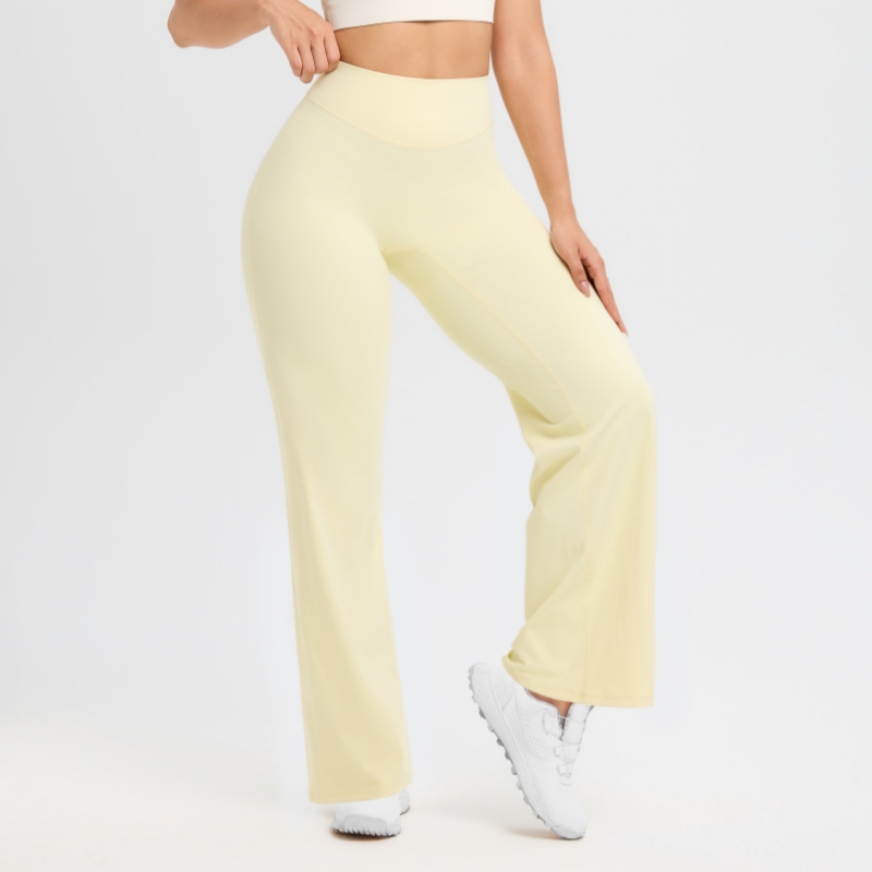 TKITK SoftMotion Straight Leg Bottoms Women's Mid-Waist Yoga Pants GYM Leggings Naked Feel Pilates Running Sports Trousers