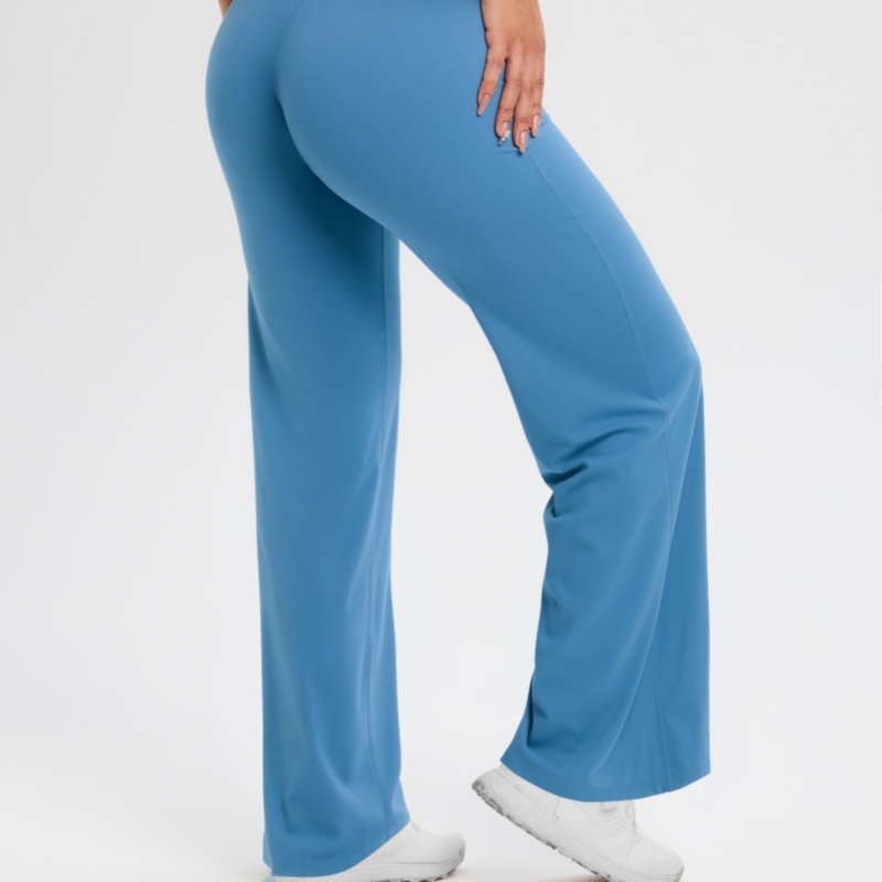 TKITK SoftMotion Straight Leg Bottoms Women's Mid-Waist Yoga Pants GYM Leggings Naked Feel Pilates Running Sports Trousers