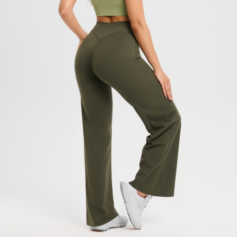 TKITK SoftMotion Straight Leg Bottoms Women's Mid-Waist Yoga Pants GYM Leggings Naked Feel Pilates Running Sports Trousers