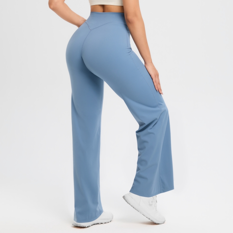 TKITK SoftMotion Straight Leg Bottoms Women's Mid-Waist Yoga Pants GYM Leggings Naked Feel Pilates Running Sports Trousers