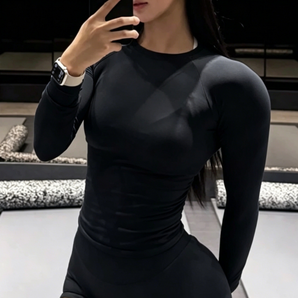 TKITK HerGym Defy Long Sleeve Top Women's Seamless Gym Slim Fitness Yoga Sport T-Shirt Quick Dry Running Workout Shirts