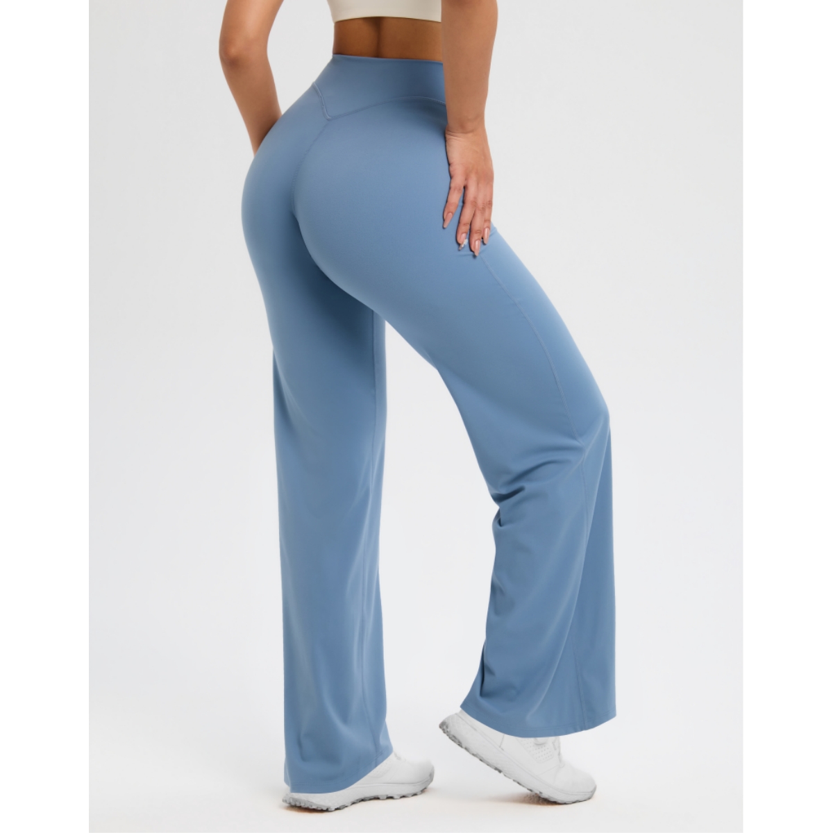 TKITK SoftMotion Straight Leg Bottoms Women's Mid-Waist Yoga Pants GYM Leggings Naked Feel Pilates Running Sports Trousers