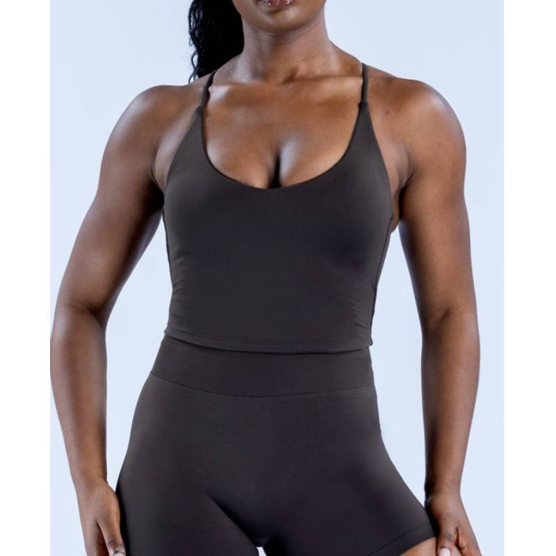 TKITK Seamless camisole tank top for women, integrated sports bra for gym workout