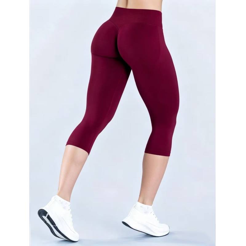 TKITK Women Nylon Low-Rise Seamless Butt Lifting Capri Pants Yoga Fitness Workout Leggings