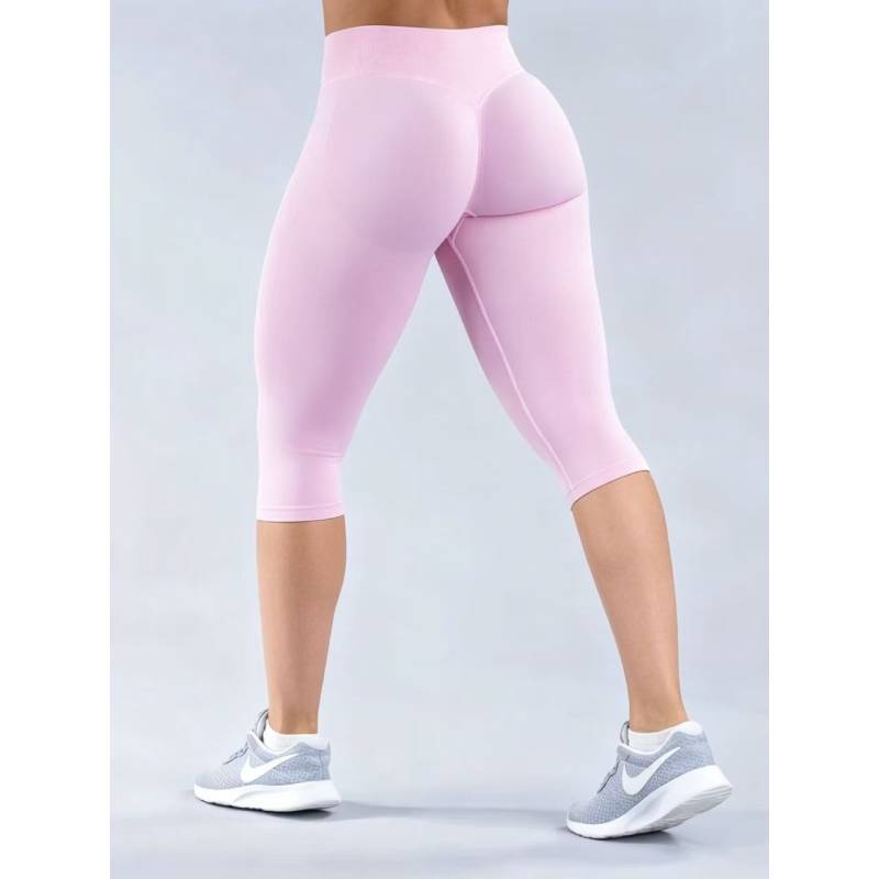 TKITK Women Nylon Low-Rise Seamless Butt Lifting Capri Pants Yoga Fitness Workout Leggings