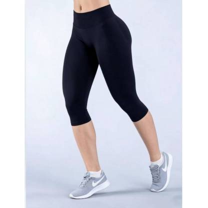 TKITK Women Nylon Low-Rise Seamless Butt Lifting Capri Pants Yoga Fitness Workout Leggings